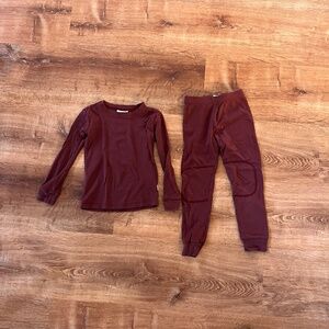 Chasing Windmills Merino Wool Thermal Base Layer Long Johns Set in Plum Size 5T